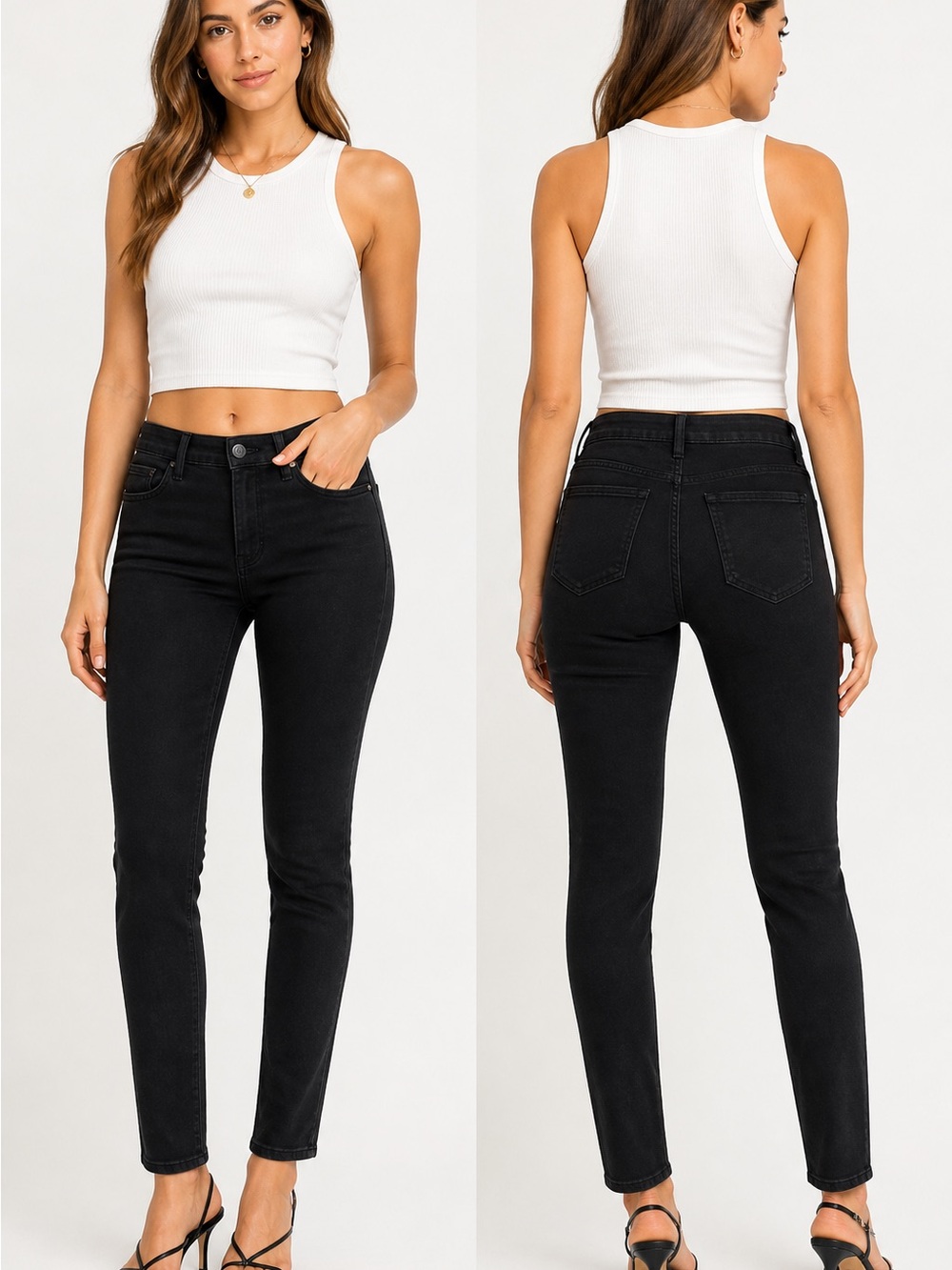 Just‎ Black Jeans 26 Black Skinny Mid
Rise Ankle Stretch Coated Denim